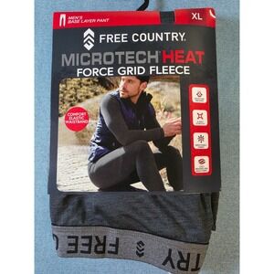 Free Country Microtech Heat Force Grid Fleece Base Layer Pant Charcoal XL ,NEW
